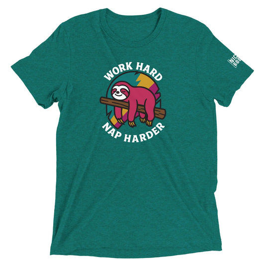 Work Hard, Nap Harder Sloth T-Shirt- funny tshirt by Niche Goods