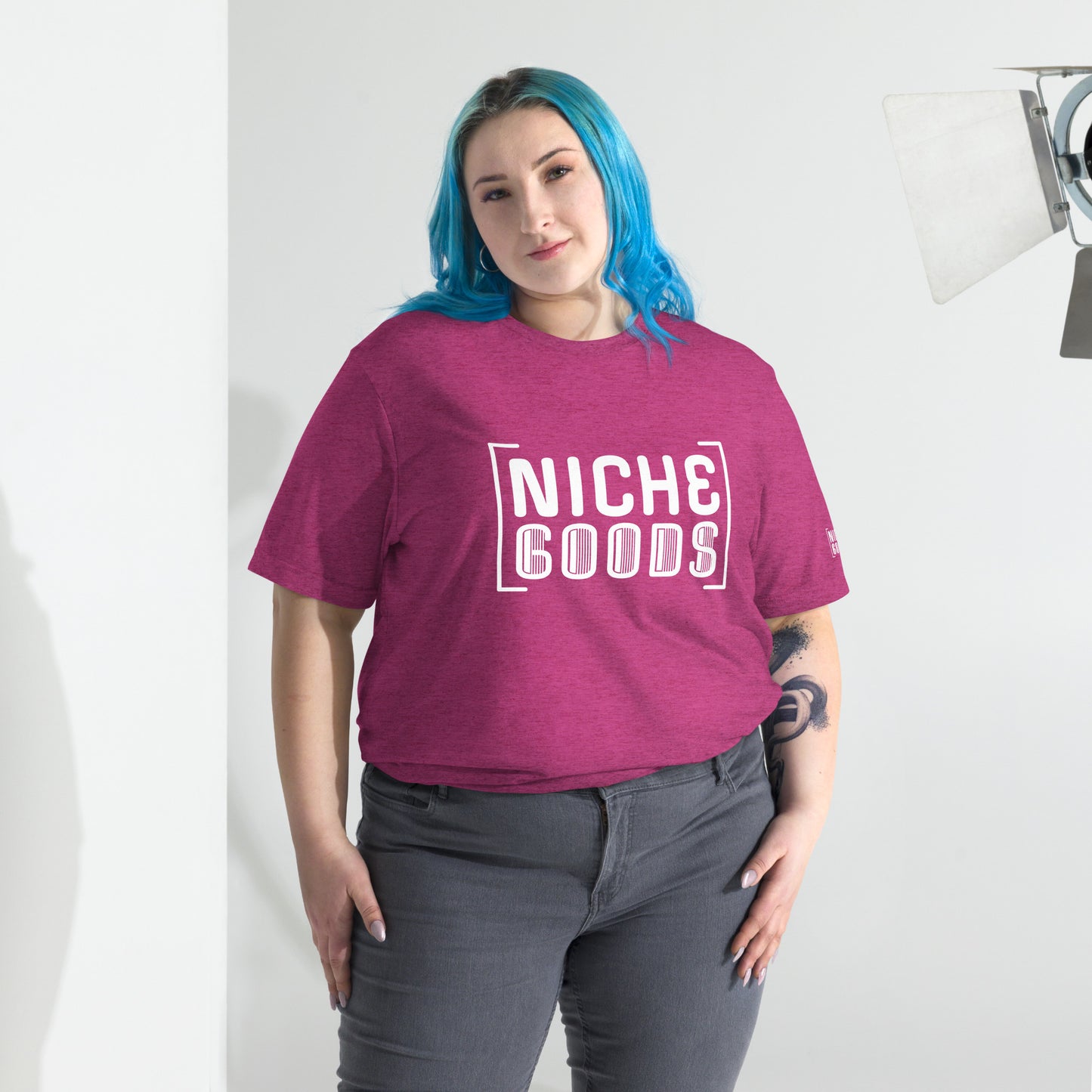 NICHE GOODS White Barcode Logo Shirt- funny tshirt by Niche Goods