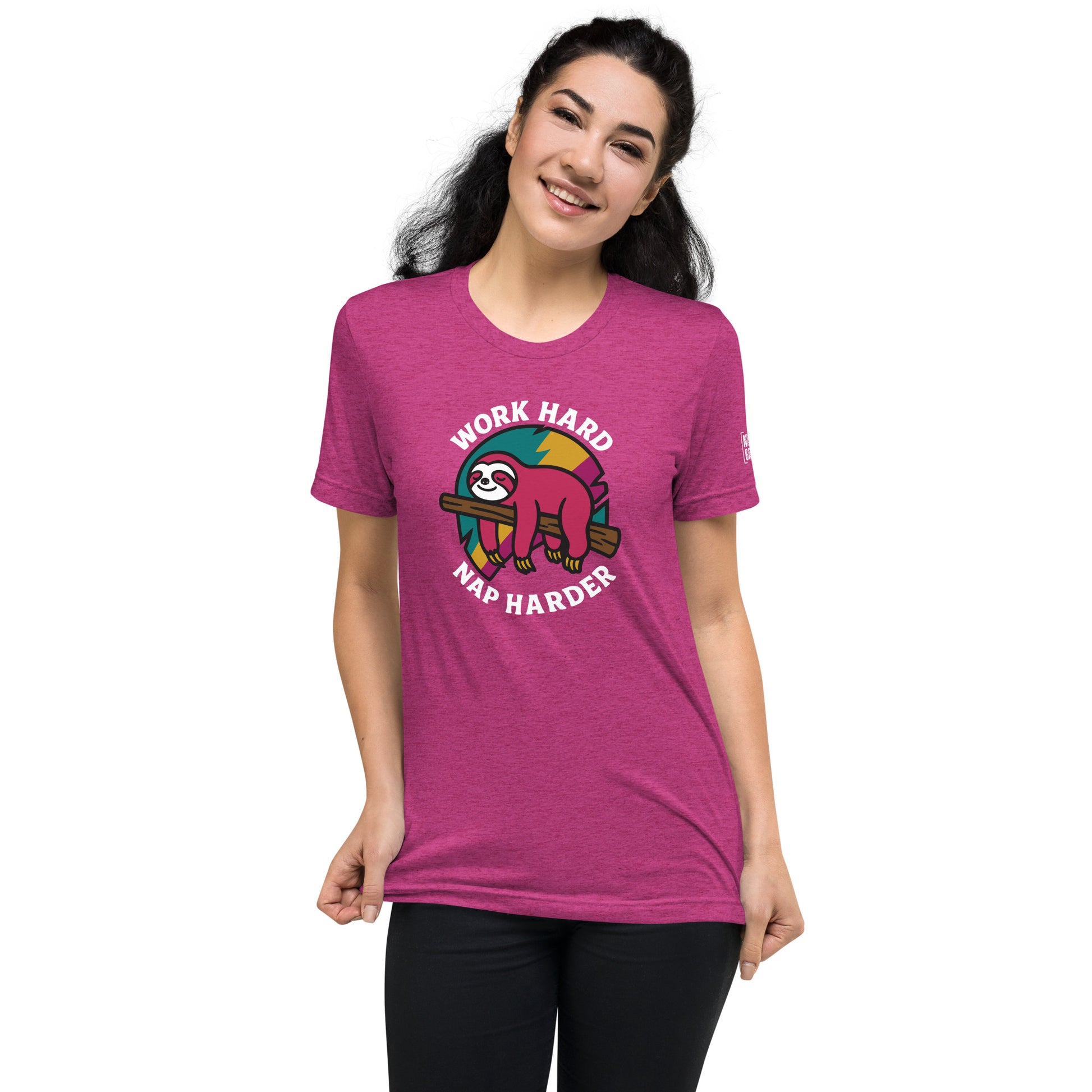 Work Hard, Nap Harder Sloth T-Shirt- funny tshirt by Niche Goods