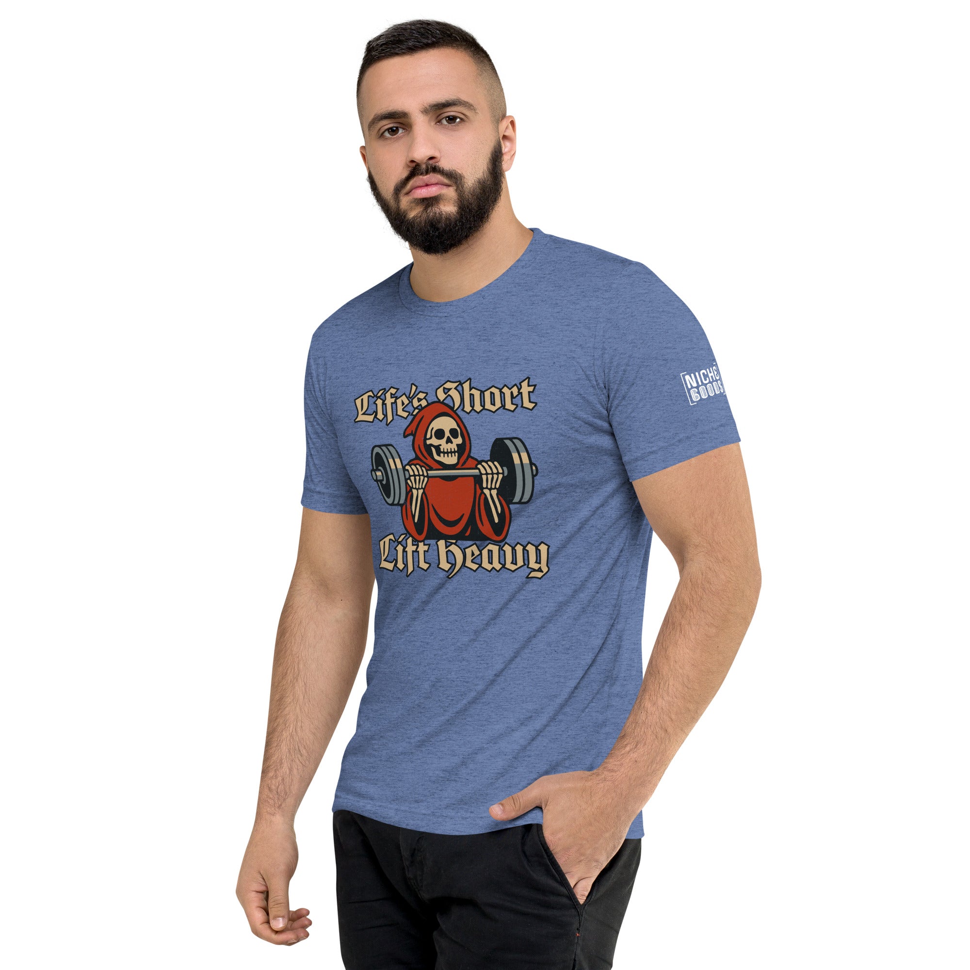 Life's Short Lift Heavy T-Shirt- funny tshirt by Niche Goods