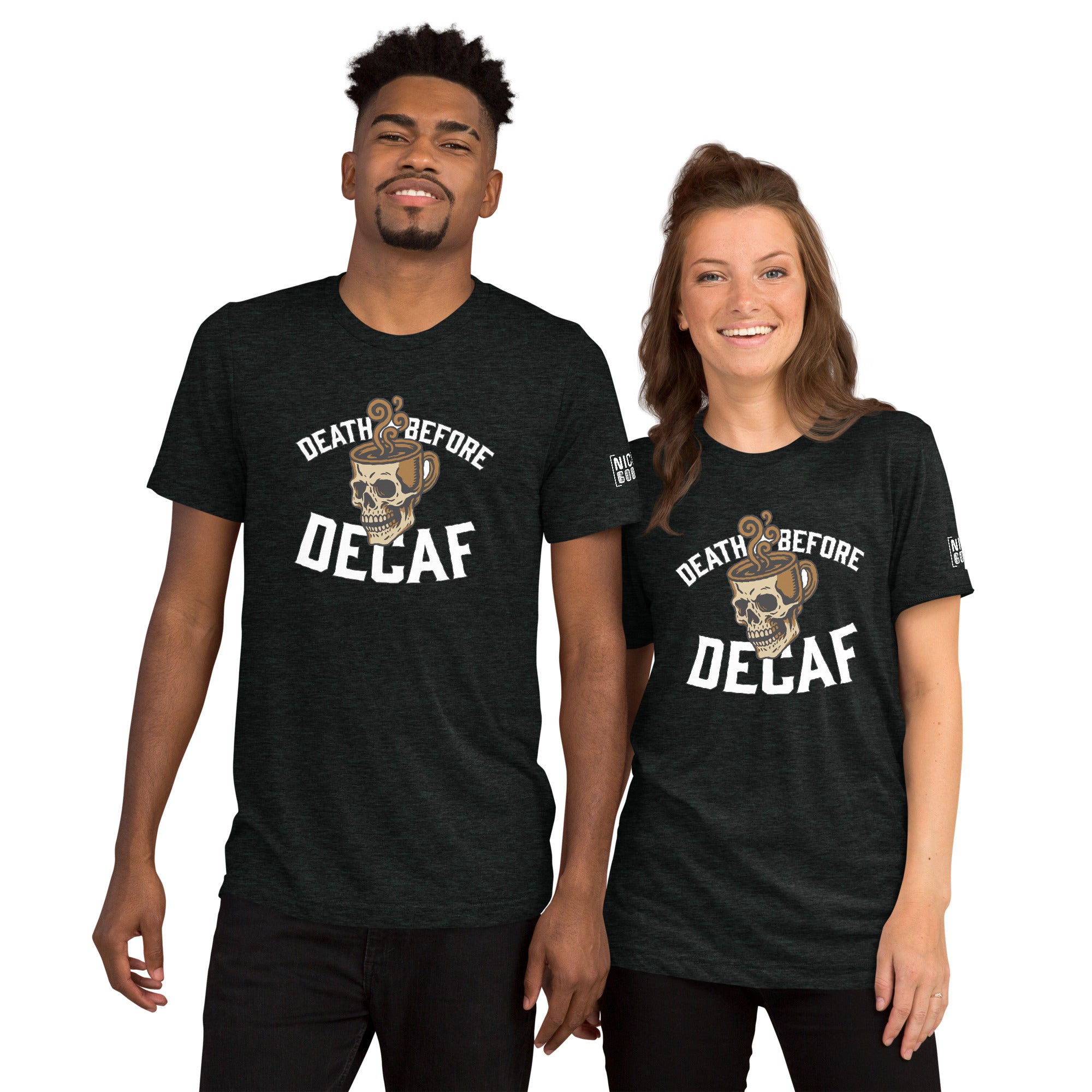 Death Before Decaf T-Shirt- funny tshirt by Niche Goods
