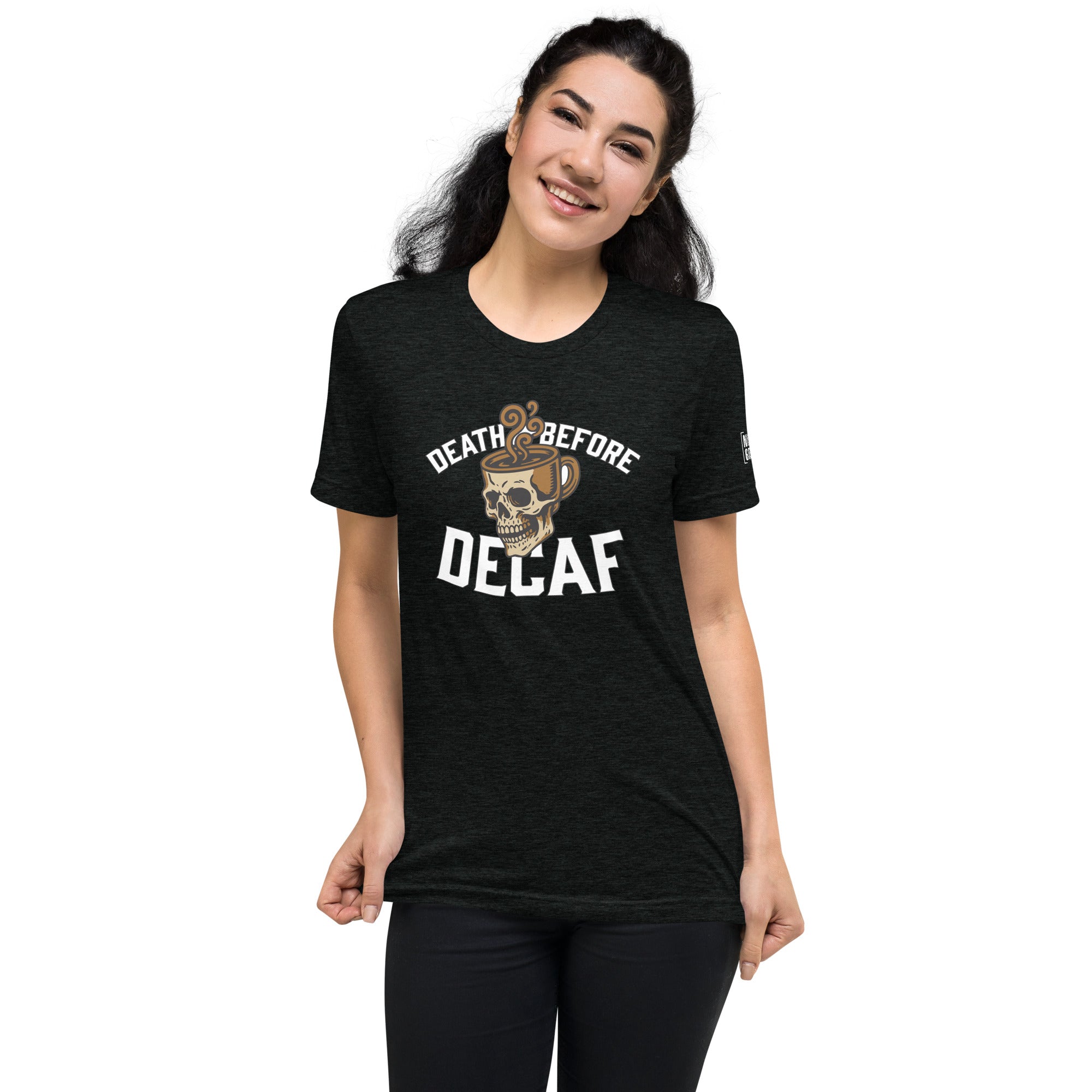 Death Before Decaf T-Shirt- funny tshirt by Niche Goods