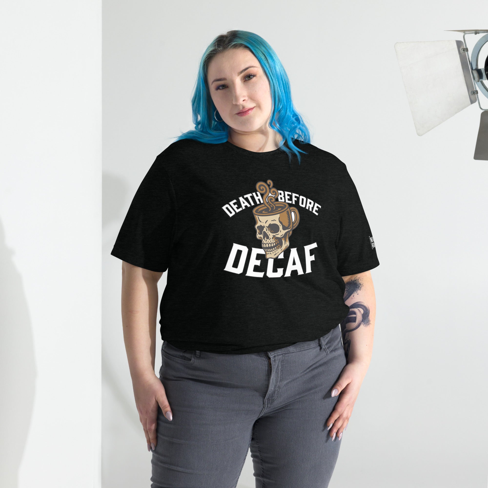 Death Before Decaf T-Shirt- funny tshirt by Niche Goods