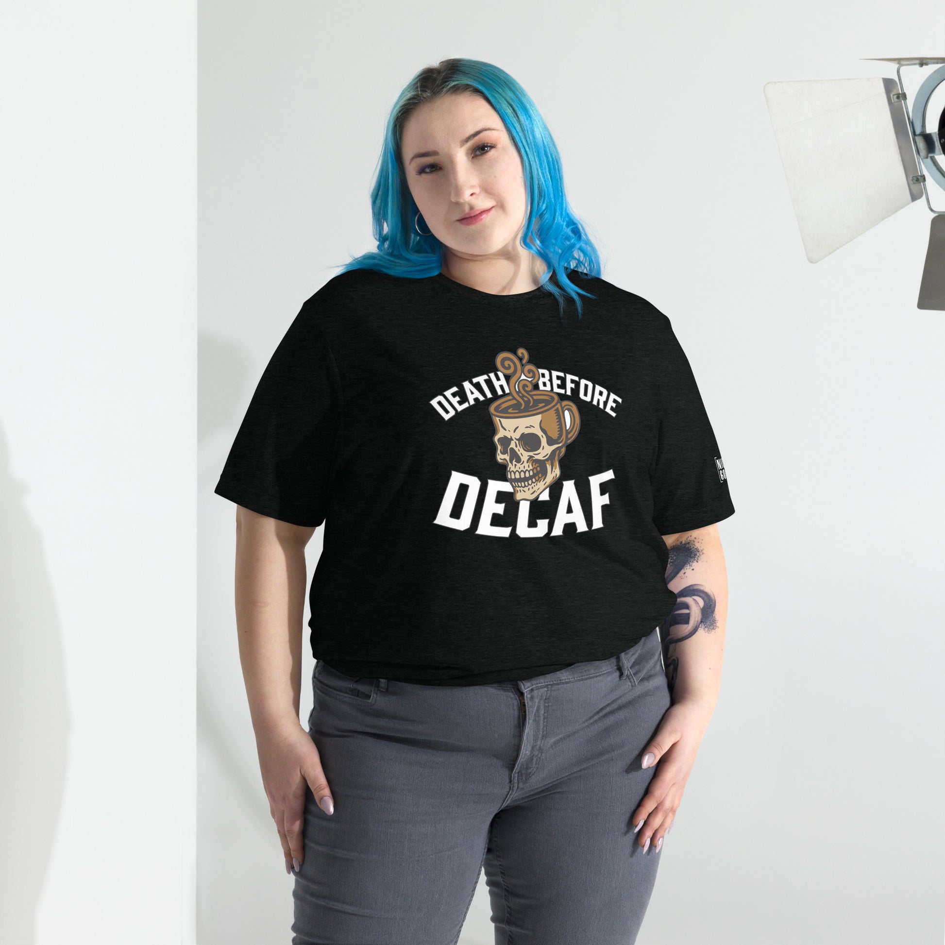 Death Before Decaf T-Shirt- funny tshirt by Niche Goods